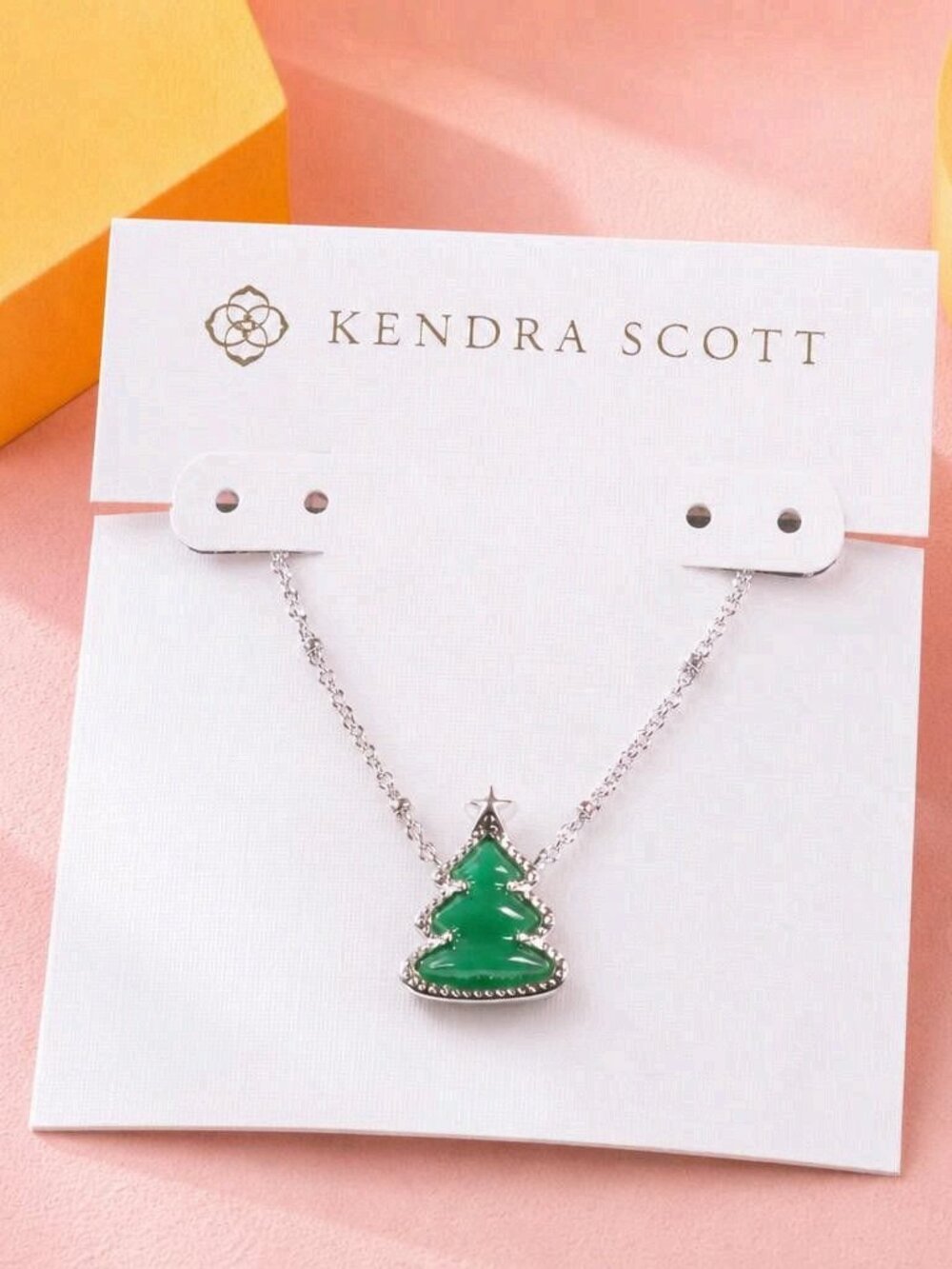 Kendra Scott Holiday Tree Silver Short Pendant Necklace